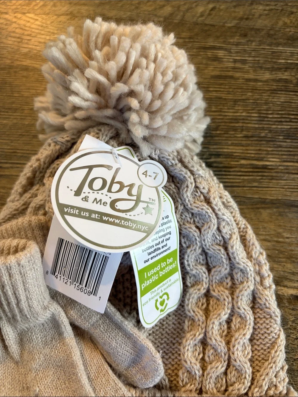 & Co Kids Pom Pom Beanie and Gloves Set - Cream